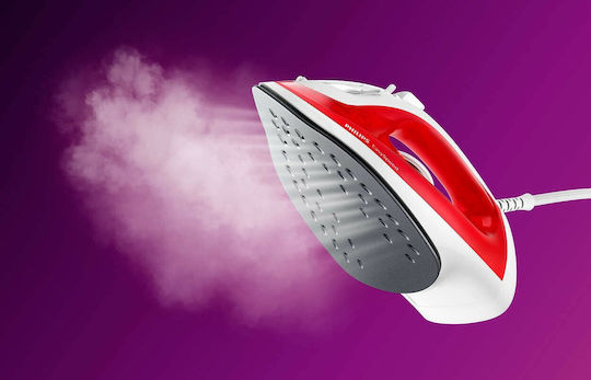 Philips Steam Iron 2000W with Non-stick Plate and Continuous Steam Supply 25g/min Red/White
