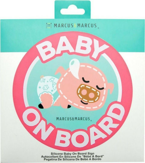 Marcus & Marcus Baby on Board Sign with Sticker Little Pig Red