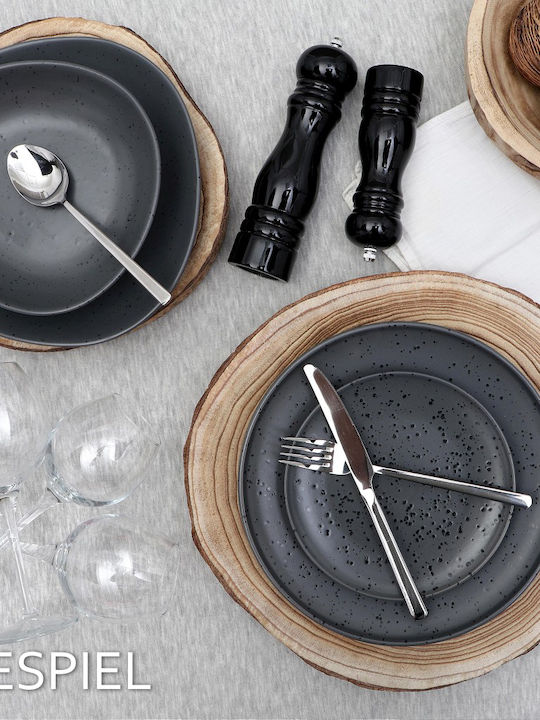 Espiel Arctic Plate Desert Ceramic Charcoal with Diameter 18.5cm