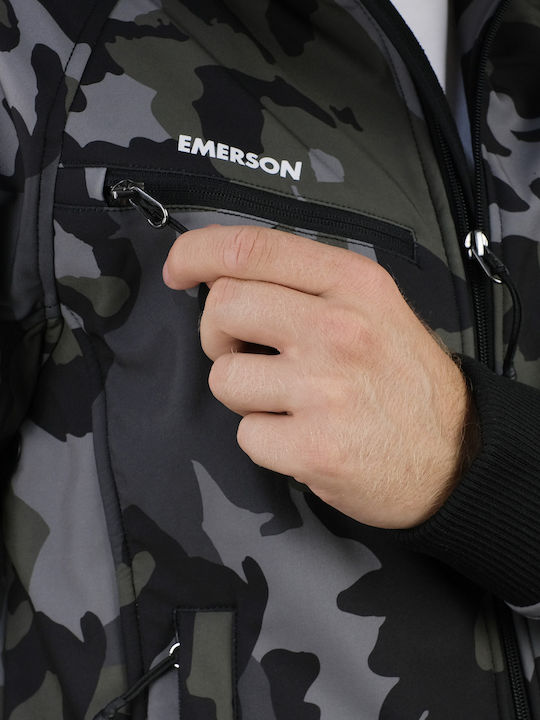 Χειμωνιάτικο Μπουφάν Softshell Αδιάβροχο και Αντιανεμικό Camo Black / Khaki