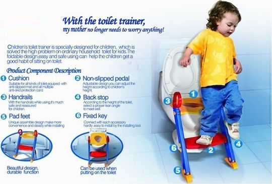 Factory Toddler Toilet Seat with Footrest & Handles Multicolour