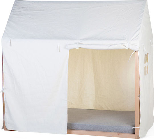 Vordach & Bett-Zelt Bett Tipi Haus Weiß 140x70cm