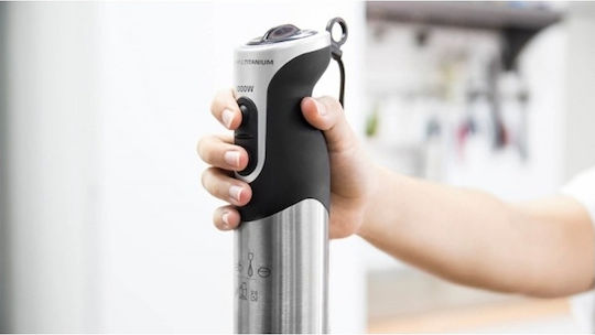 Cecotec Powerful Titanium 1000 04061 Blender de mână cu tijă din oțel inoxidabil 1000W Argint
