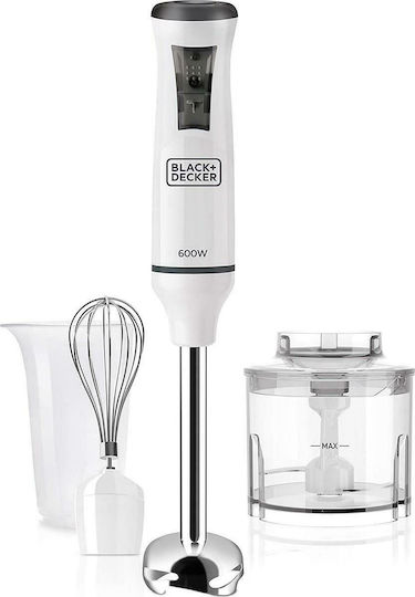 Black & Decker Ραβδομπλέντερ με Ανοξείδωτη Ράβδο 600W Λευκό