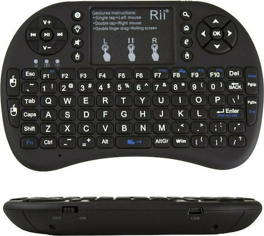 Riitek mini i8+ Ασύρματο Πληκτρολόγιο με Touchpad Αγγλικό US