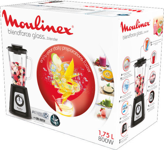 Moulinex Blendforce Μπλέντερ με Γυάλινη Κανάτα 1.75 lt 800W Μαύρο