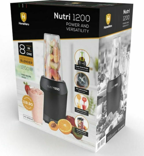 HomeVero Nutri 1200 Μπλέντερ με Πλαστική Κανάτα 800 ml 1200W Μαύρο