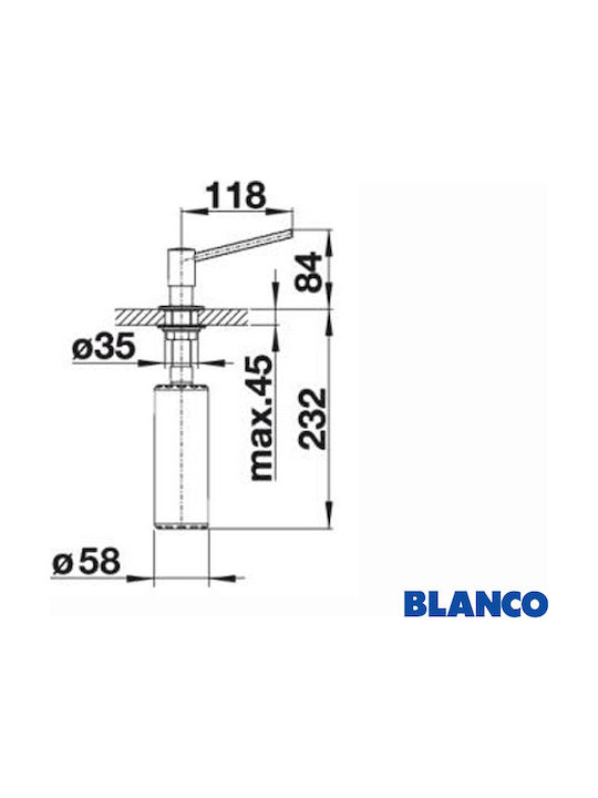 Blanco Torre Built-in Metallic Dispenser for the Kitchen Silver 300ml