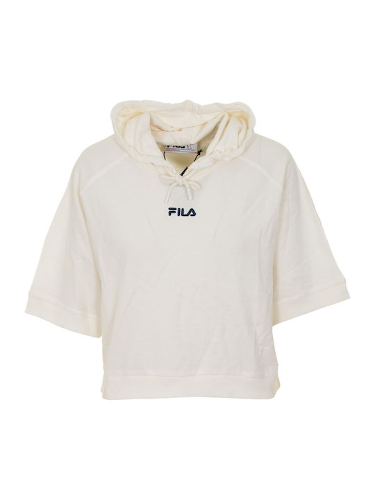 Genoveffa Cropped Women's Sweatshirt Hooded White