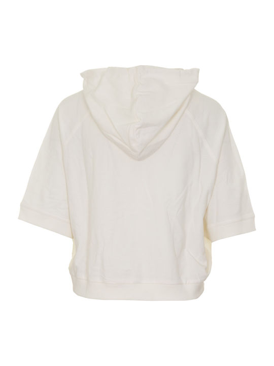 Genoveffa Cropped Women's Sweatshirt Hooded White