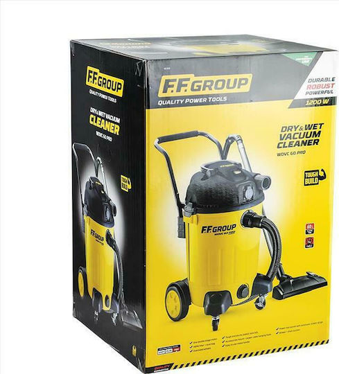 FFG WDVC 60 Pro Прахосмукачка За Течности / Твърди 1200W с Пластмаса Контейнер 60лт
