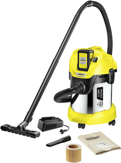 Karcher WD 3 Battery Premium Set Rechargeable Vacuum Wet / Dry with Stainless Bin 17lt