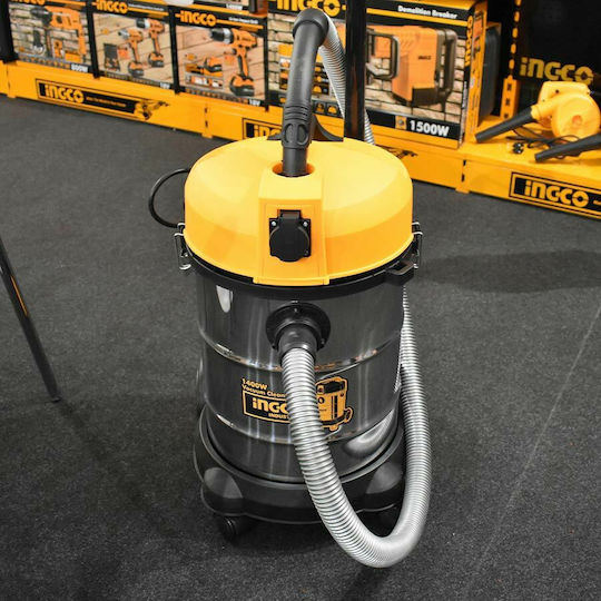 Ingco Staubsauger Flüssigkeiten / Feststoffe 1400W mit Kunststoff Behälter 30Es