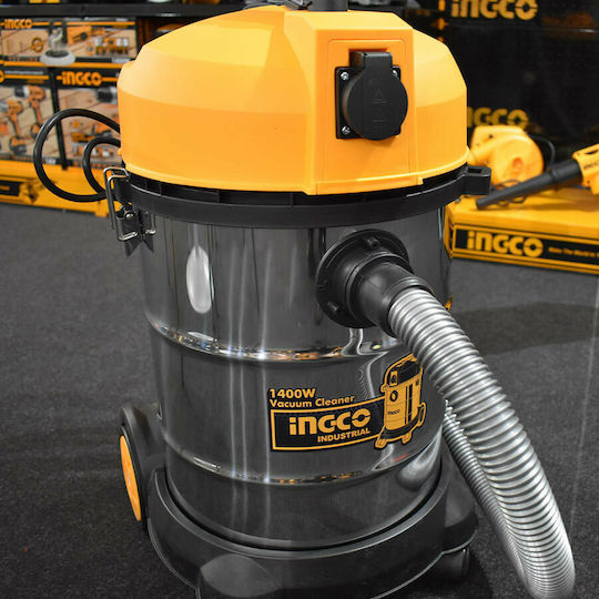 Ingco Staubsauger Flüssigkeiten / Feststoffe 1400W mit Kunststoff Behälter 30Es