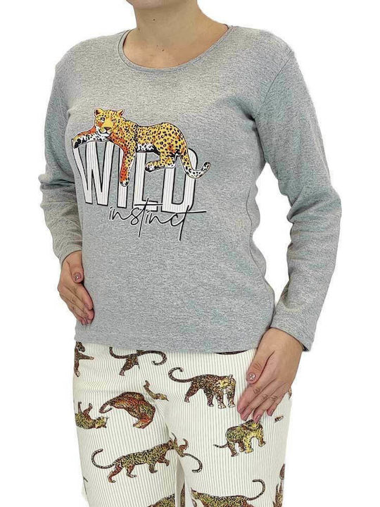 Damen Schlafanzug Wild Tiger grau W22