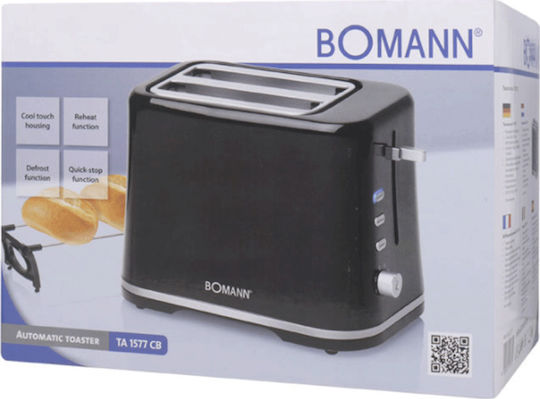 Bomann TA 1577 CB 138-0443 Тостер Двуместна 870W Черен