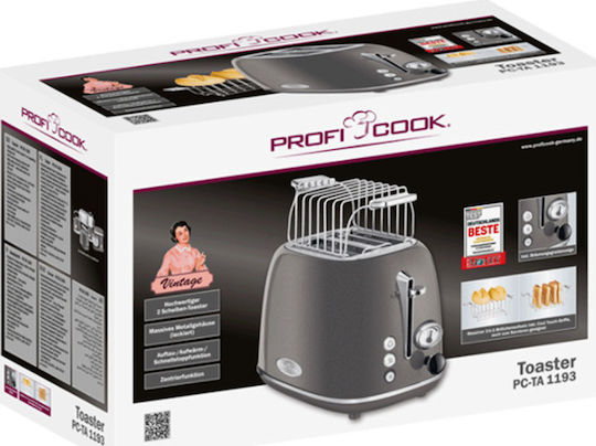 Profi Cook PC-TA 1193 Φρυγανιέρα 2 Θέσεων 815W Γκρι