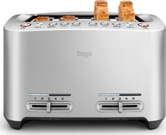 Sage The Smart Toast Φρυγανιέρα 4 Θέσεων 1900W Γκρι