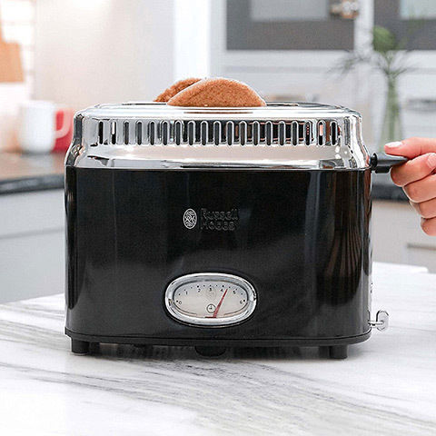 Russell Hobbs Retro Toaster 2 Slots 1200W Black