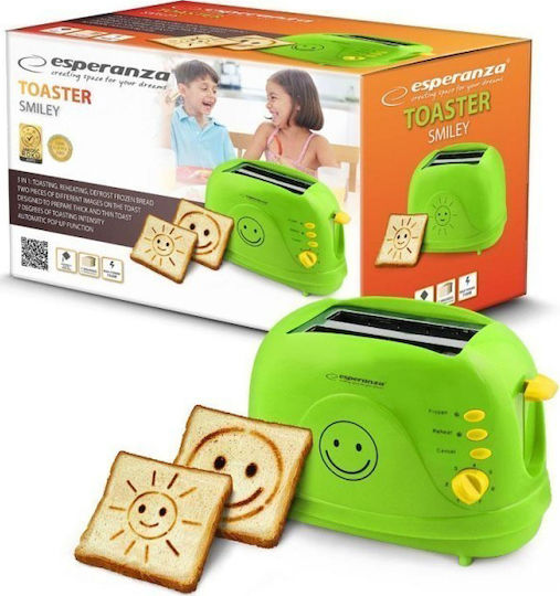 Esperanza Smiley Toaster 2 Slots 750W Green