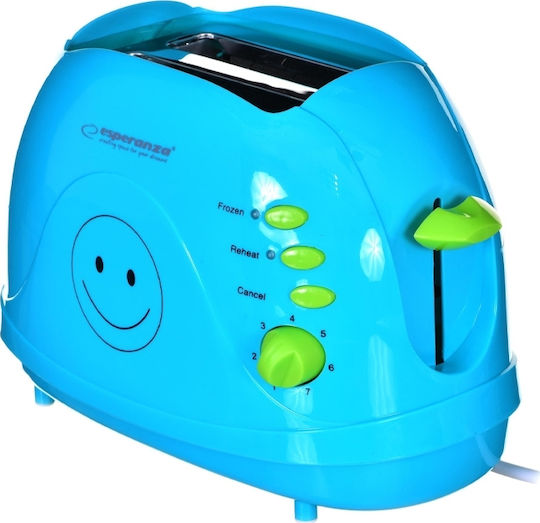 Esperanza Smiley Φρυγανιέρα 2 Θέσεων 750W Μπλε