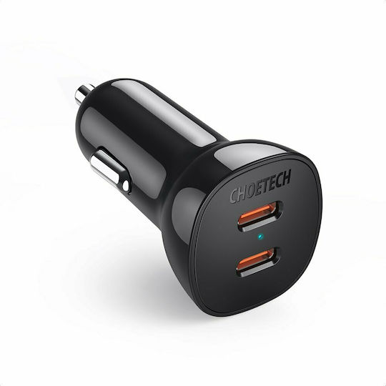 Choetech Choetech Auto-Ladegerät 40W Schnellladen mit 2xType-C Anschlüssen Schwarz