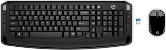 HP 300 Безжично Комплект клавиатура и мишка Гръцка Черен
