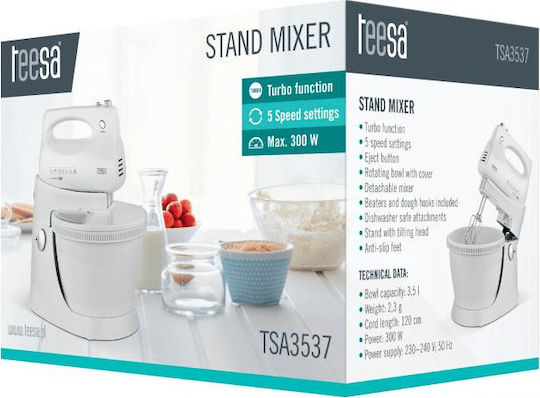 Teesa Μίξερ με Πλαστικό Κάδο 3.5lt Λευκό 300W