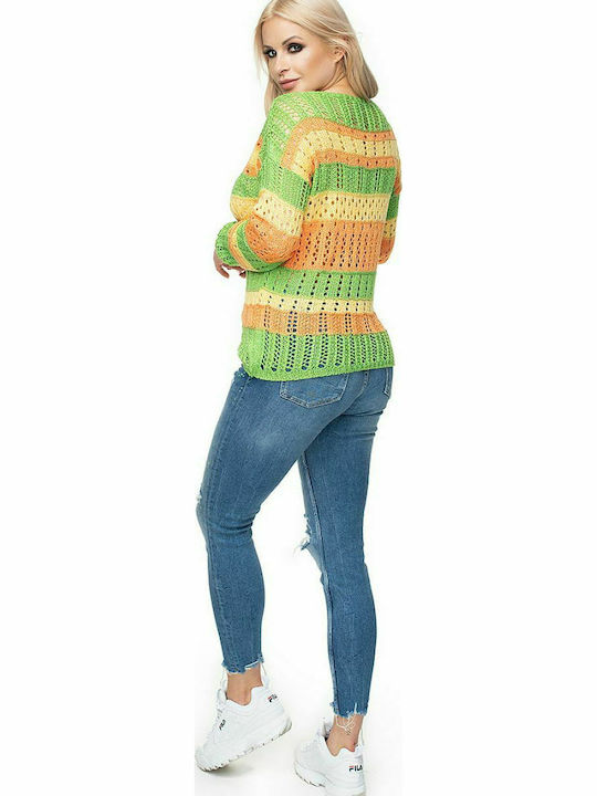 PeeKaBoo 30060 Women's Long Sleeve Sweater Striped Green 131613