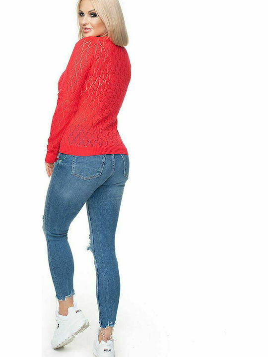 PeeKaBoo 70018 Women's Long Sleeve Sweater with V Neckline Red 131609