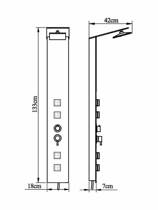 vidaXL Shower Column with Hydromassage 133cm Brown