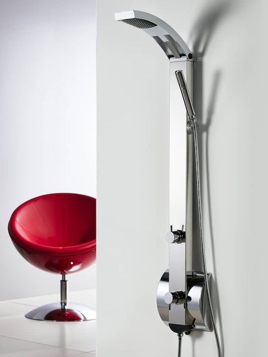 Dolce Vita Idea Shower Column with Bathtub Mixer 131.4cm Silver