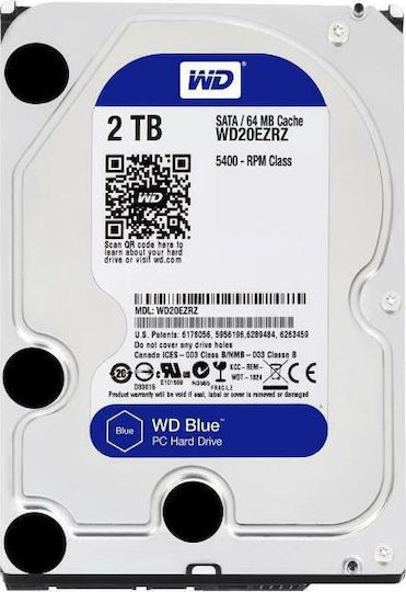 Western Digital Blue 2TB HDD Σκληρός Δίσκος 3.5" SATA III 5400rpm με 64MB Cache για Desktop WD20EZRZ