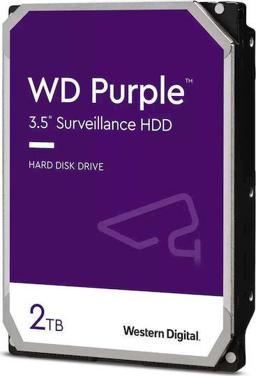 Western Digital Purple 2TB HDD Σκληρός Δίσκος 3.5" SATA III 5400rpm με 64MB Cache για Καταγραφικό WD20PURZ