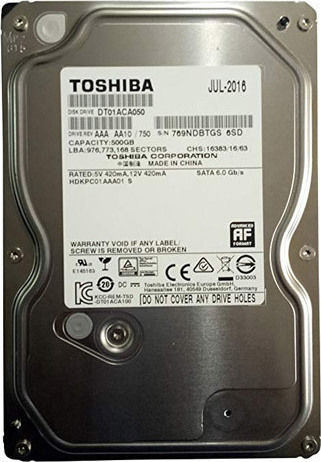 Toshiba DT01 500GB HDD Hard Drive 3.5" SATA III 7200rpm with 32MB Cache for Desktop DT01ACA050