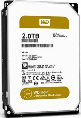 Western Digital Gold 2TB HDD Hard Drive 3.5" SATA III 7200rpm with 128MB Cache for Desktop / NAS / Server WD2005FBYZ