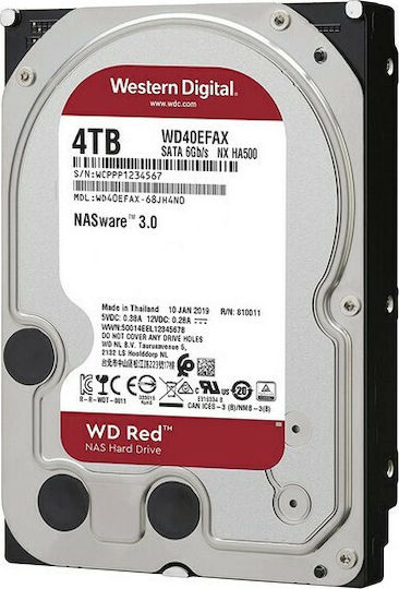 Western Digital Red 4TB HDD Hard Drive 3.5" SATA III 5400rpm with 256MB Cache for NAS WD40EFAX