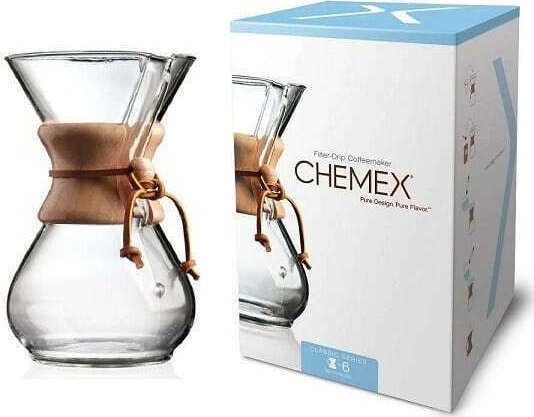 Chemex Six Cup Classic Pour Over Set Glass Transparent 130x130x220mm