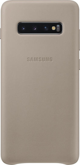 Samsung Leather Cover Umschlag Rückseite Leder Gray (Galaxy S10+)