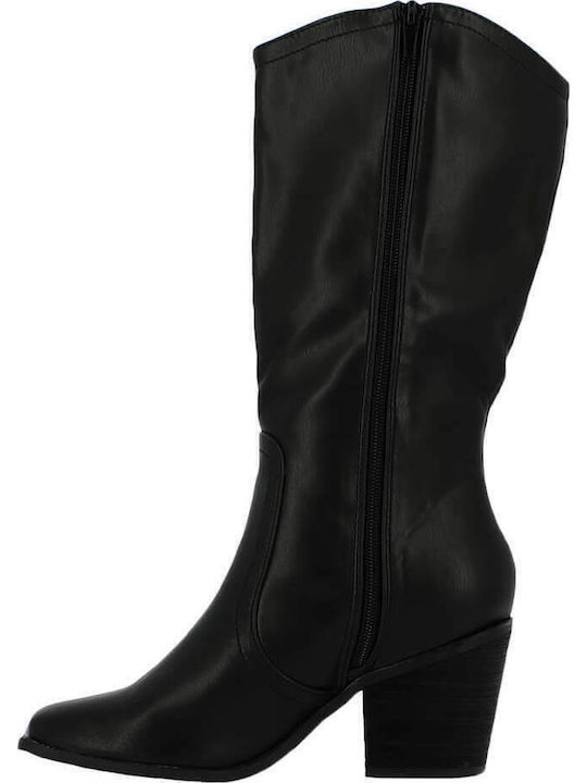 Synthetic Leather Medium Heel Women's Boots 106.2A-1443 Black