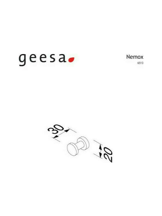 Geesa Nemox Single Wall-Mounted Bathroom Hook ​3x3cm Gold Brushed