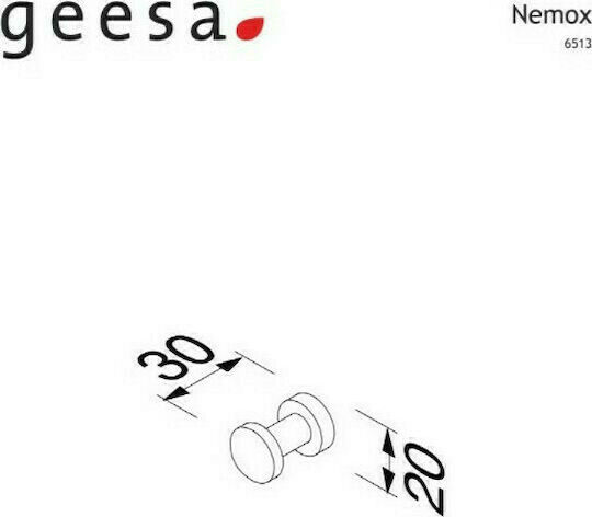 Geesa Nemox Single Wall-Mounted Bathroom Hook ​3x3cm Gold Brushed