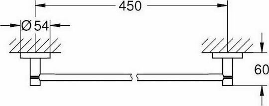 Grohe Essentials Ράγα Μπάνιου Μονή Επιτοίχια με Βίδες ​50.4x45cm Ασημί
