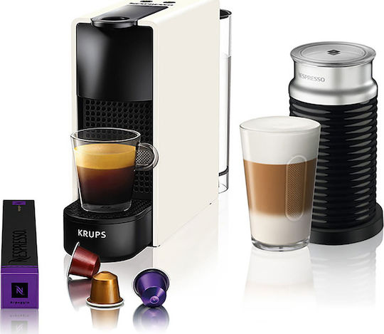 Krups Essenza Mini Pod Coffee Machine Nespresso Pressure 19bar with Milk Frother White