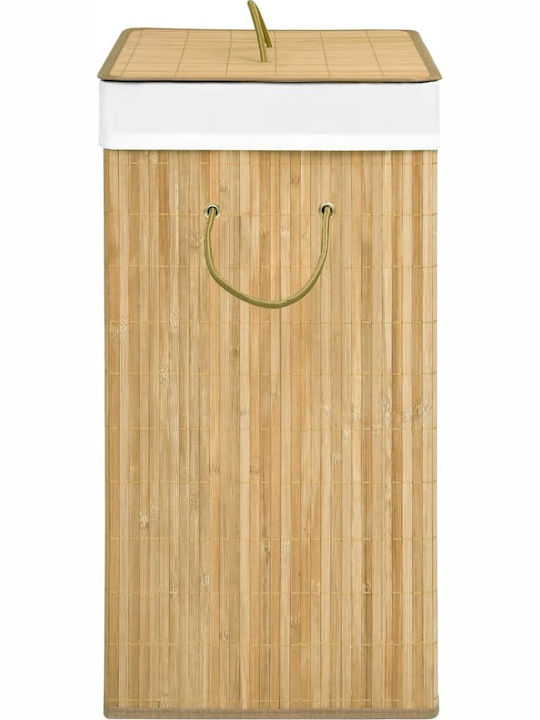 vidaXL Collapsible Bamboo Laundry Basket 100L with Lid 52x32x62.5cm Beige 100L