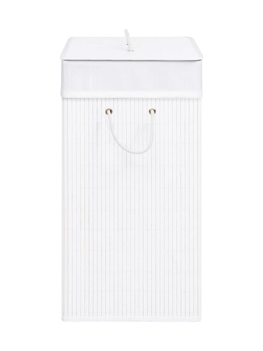 vidaXL Collapsible Bamboo Laundry Basket 100lt with Cap 52x32x62.5cm White