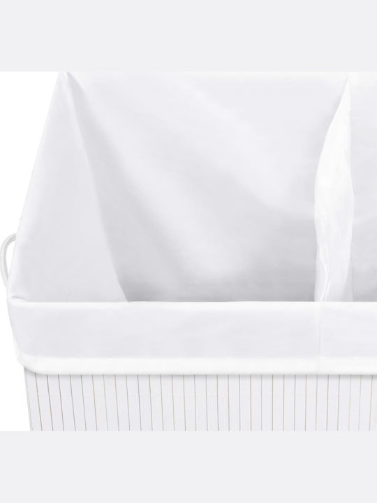 vidaXL Collapsible Bamboo Laundry Basket 100lt with Cap 52x32x62.5cm White