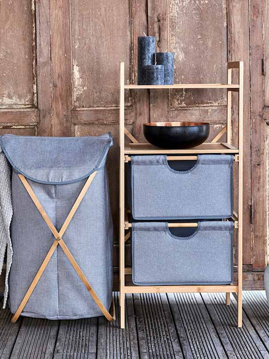 Wenko Bahari Laundry Basket Bamboo 79L with Cap 40x46x68cm Gray