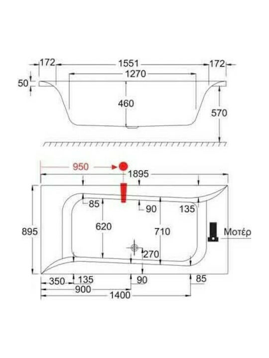 Carron Bathrooms Linea Carronite Вана Акрил 190x90см