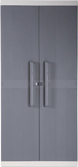 Δίφυλλη Ντουλάπα Anniversary Mega Πλαστική με 4 Ράφια Light Grey / Basalt Grey 251 89x54x190εκ.